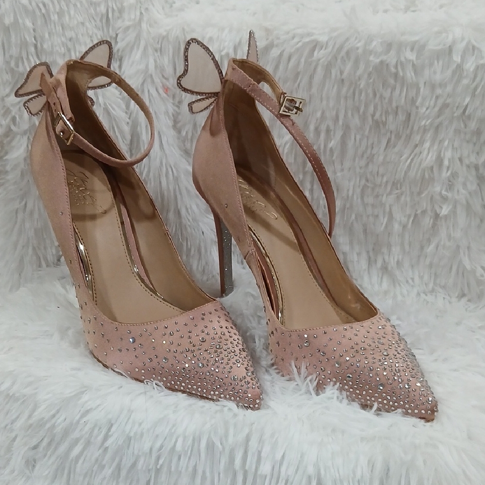 Jewel Badgley Mischka Pink Rhinestone Heels